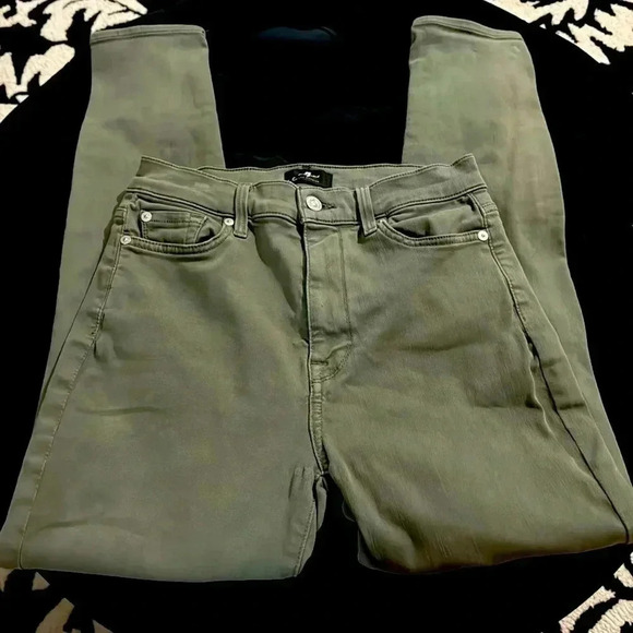 7 For All Mankind Denim - Seven for All Mankind Skinny Jeans 27 Soft & Stretchy Olive Army Green Preppy